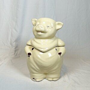 Vintage 1940s Shawnee Pottery 11.5" Ceramic Porcelain Smiley Pig Cookie Jar